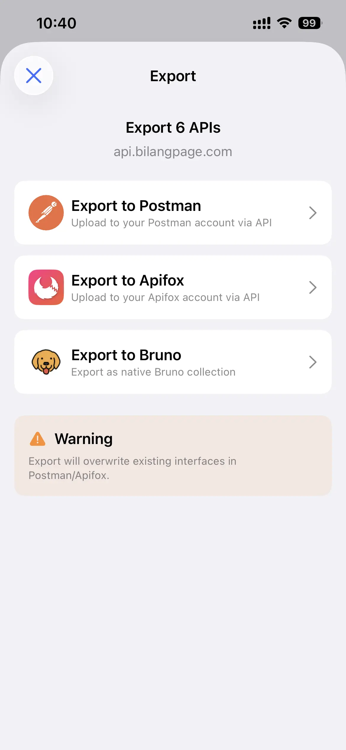 Export APIs